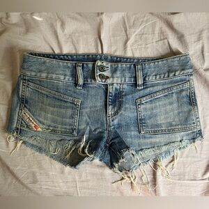 Diesel Women's Light Blue Distressed Jean Shorts